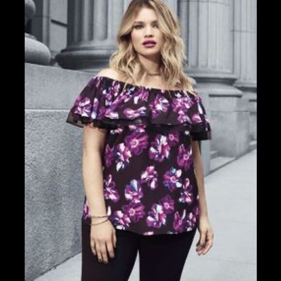 Addition Elle Michel Studio Floral Off the Shoulder Blouse Size 14 - Picture 1 of 10